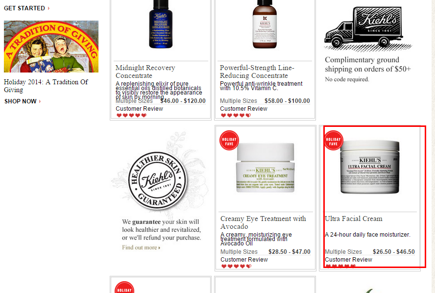 Kiehls科颜氏美国官网商品列表