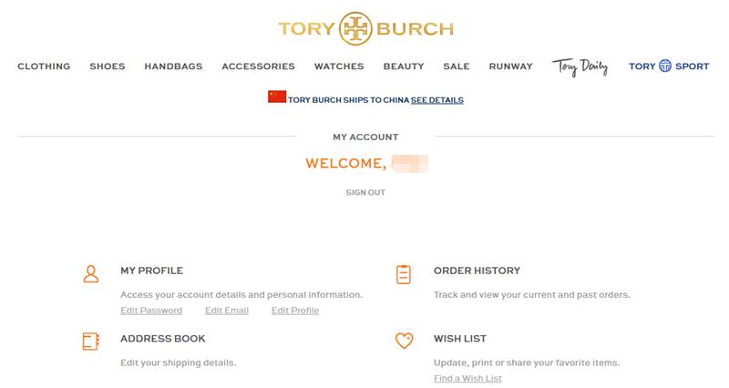 Tory Burch托里伯奇美国官网注册成功
