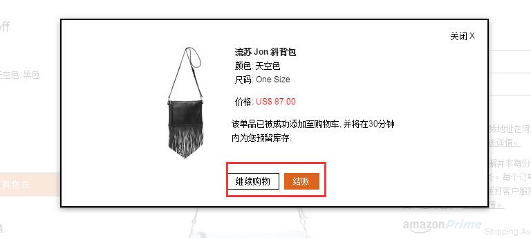 Shopbop烧包网加入购物车提示