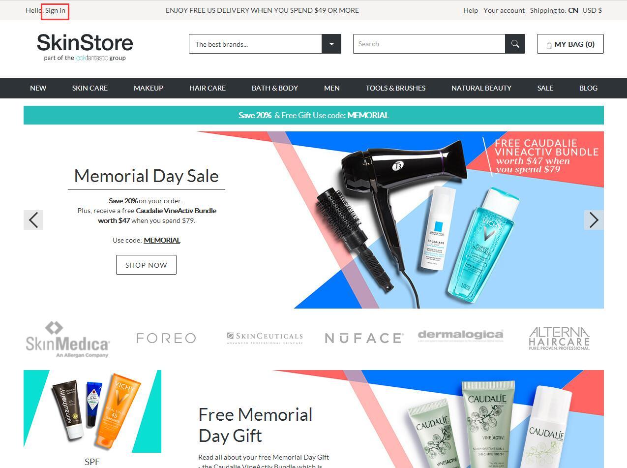 SkinStore美国官网首页